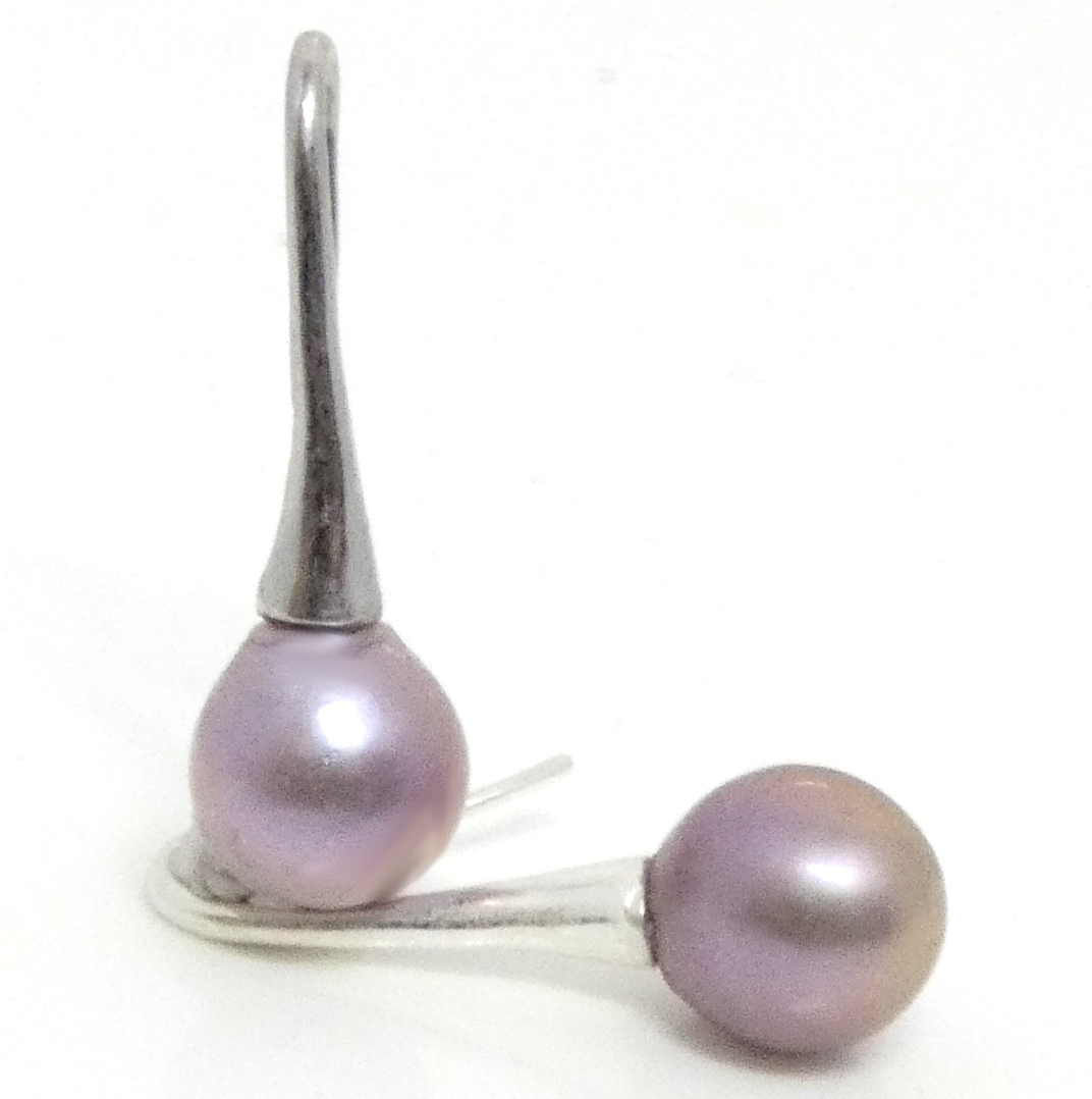 Dark Lavender 9mm Drop Pearl Earring